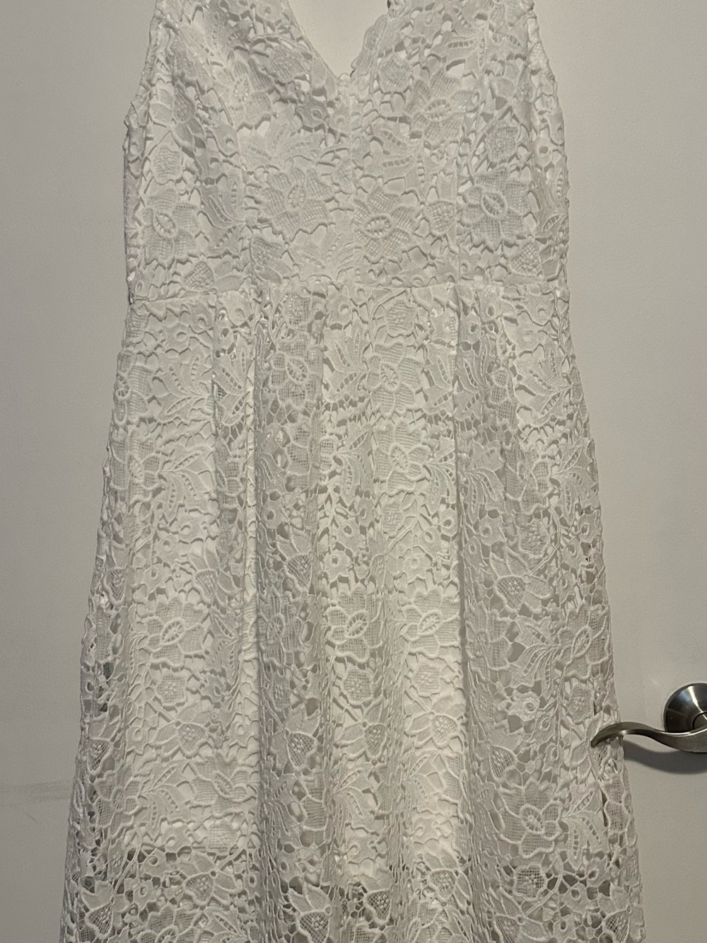 White Lace V-Neck A-Line Dress